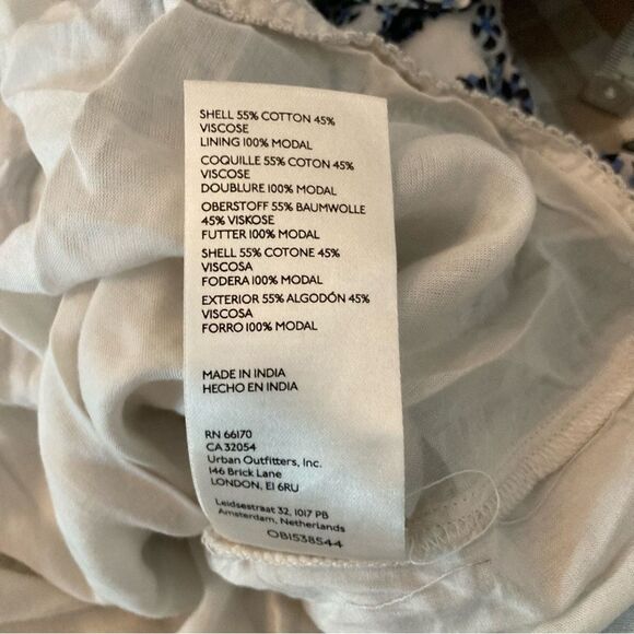 By Anthropologie Ruffled Floral Print Blue and White Mini Sundress Size S - Picture 6 of 6